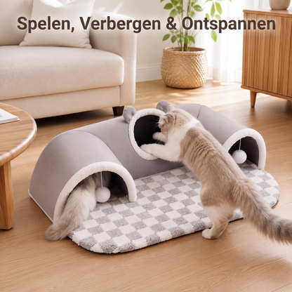 3-in-1 Gezellige Kattentunnelbed