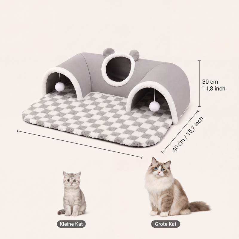 3-in-1 Gezellige Kattentunnelbed