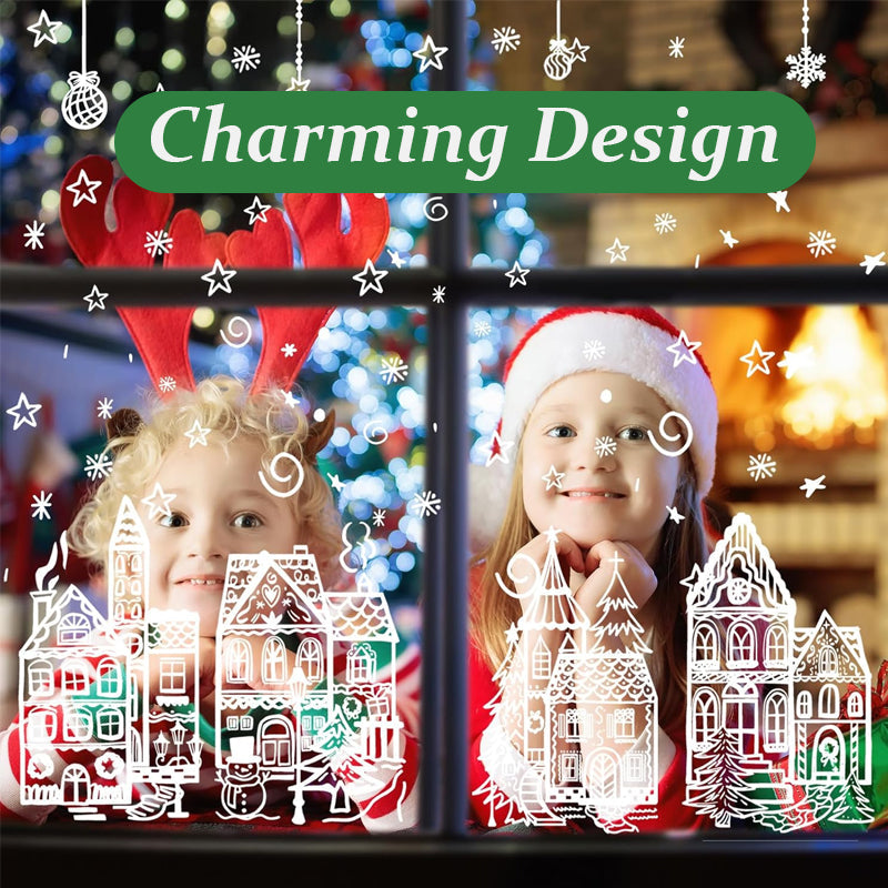 🎄 1+1 GRATIS – Kerststad Raamstickerset | Creëer Een Gezellige Kerstsfeer op je Ramen | Makkelijk Aan te Brengen & Te Verwijderen | Feestelijke Kerstdecoratie