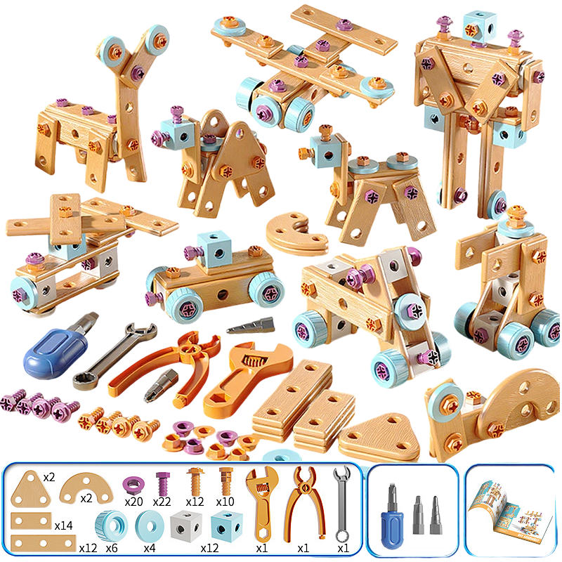 🧰 50% KORTING – Educatieve Bouwset voor Kinderen | 124+ Onderdelen met Elektrische Boor & Opbergbox | Bouwen, Schroeven & Creatief Spelen