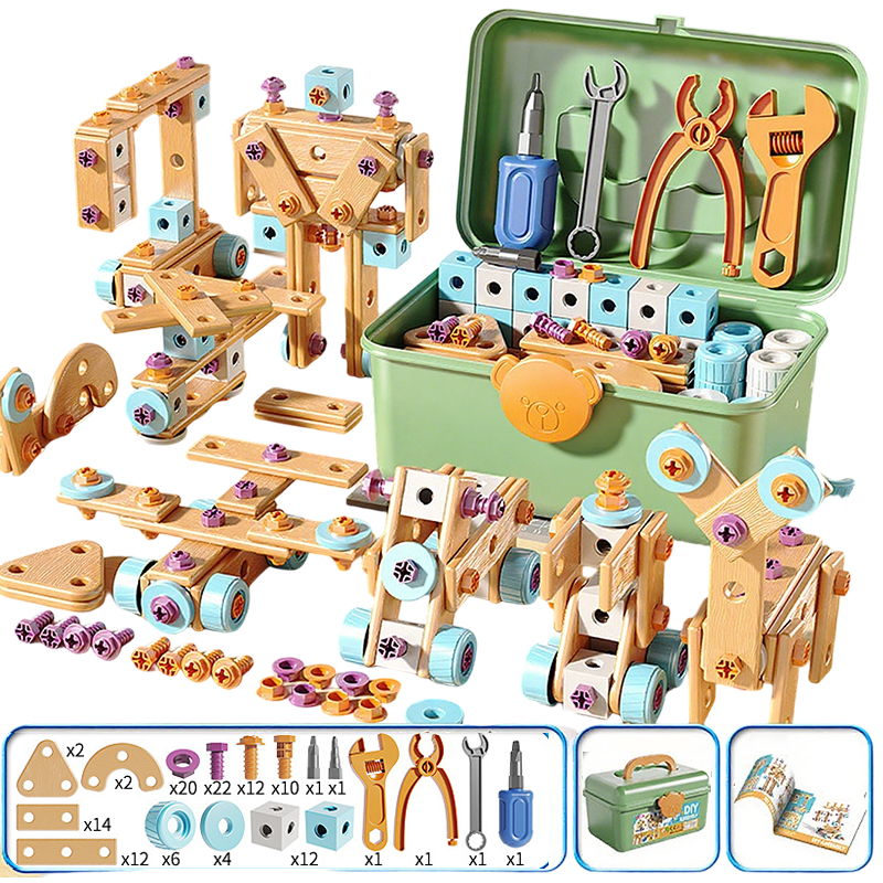 🧰 50% KORTING – Educatieve Bouwset voor Kinderen | 124+ Onderdelen met Elektrische Boor & Opbergbox | Bouwen, Schroeven & Creatief Spelen
