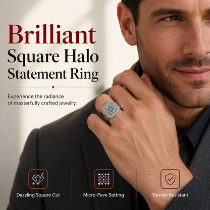 ✨ Elegante, glinsterende vierkante halo-ring | Tijdelijke Aanbieding! 💍