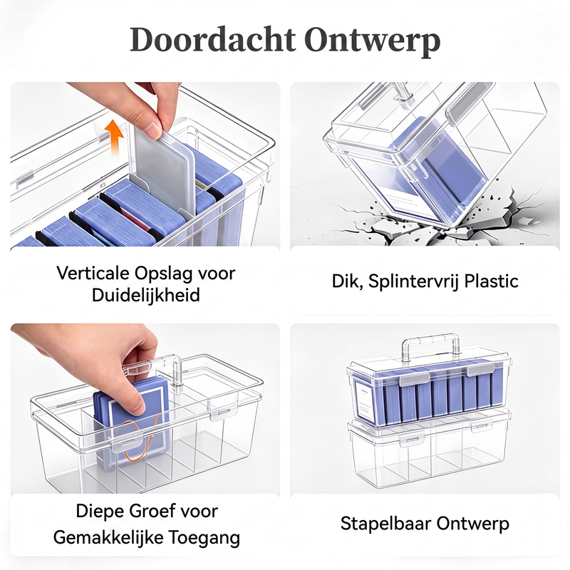 Draagbare doorzichtige kaartopbergdoos