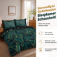 Beddengoedset met tropische palmbladeren