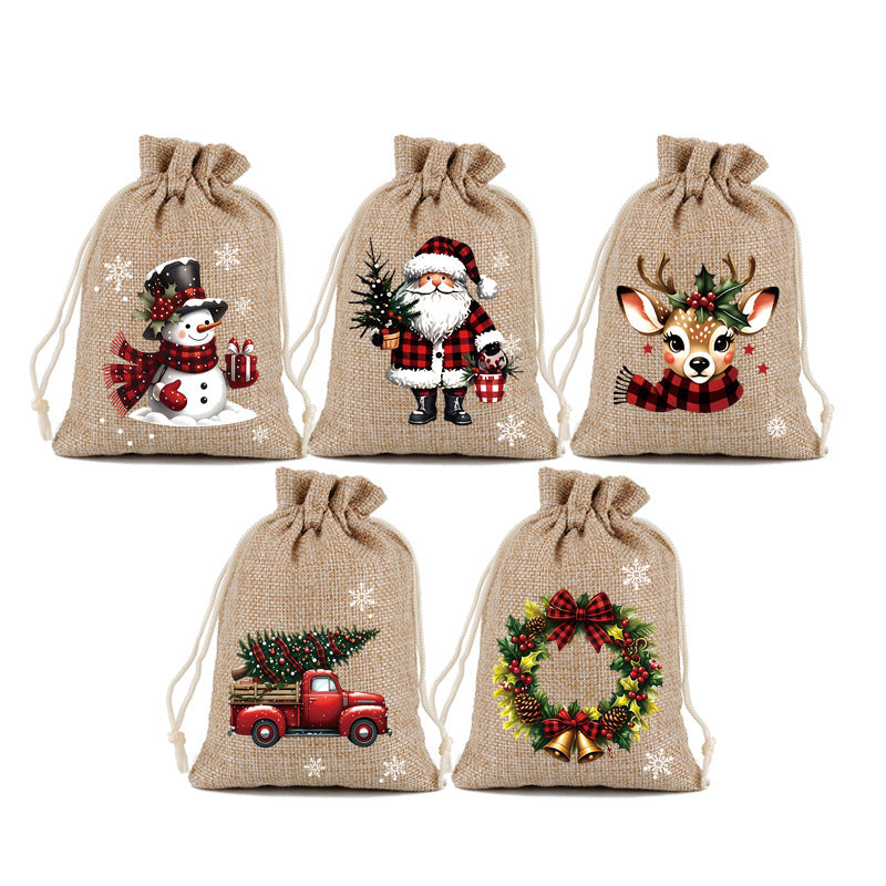 🎁 50% KORTING💥Kerstcadeauzakjes met Schattige Prints | Herbruikbaar & Scheurvast | Met Koordsluiting voor Snoep, Sieraden & Kleine Cadeautjes