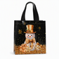 Zwarte kerstcadeautas van non-woven materiaal, feestelijke cadeauverpakkingszak 23x22x11cm