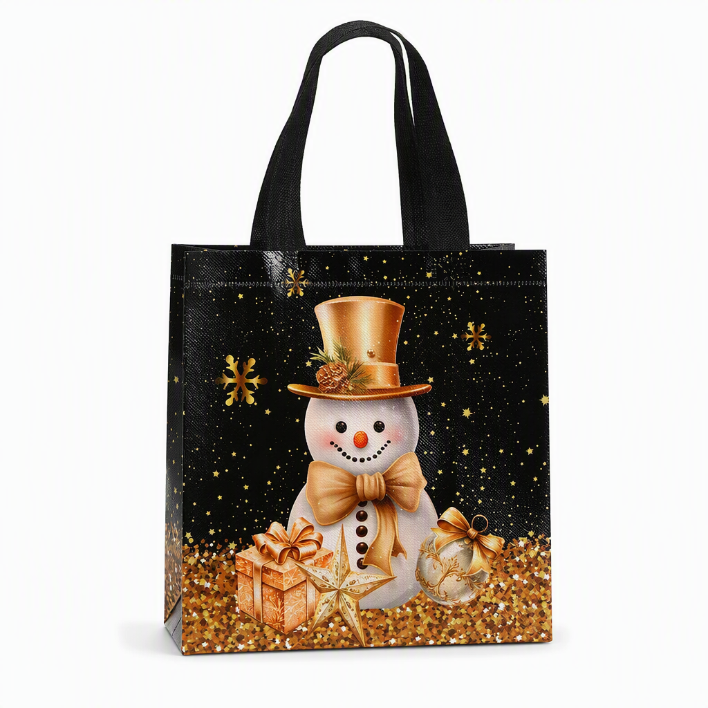 Zwarte kerstcadeautas van non-woven materiaal, feestelijke cadeauverpakkingszak 23x22x11cm