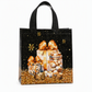 Zwarte kerstcadeautas van non-woven materiaal, feestelijke cadeauverpakkingszak 23x22x11cm