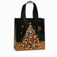 Zwarte kerstcadeautas van non-woven materiaal, feestelijke cadeauverpakkingszak 23x22x11cm