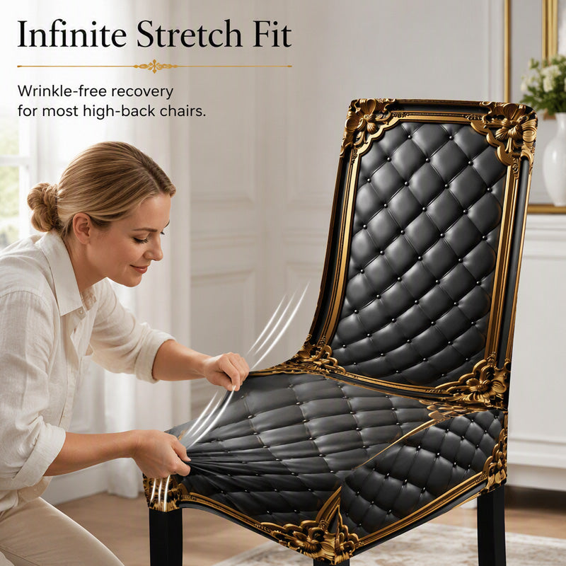 🪑Versleten stoelen een nieuwe uitstraling geven zonder nieuwe stoelen te kopen – Wasbare Rekbare Stoelhoes met Barok Motief 🪑✨