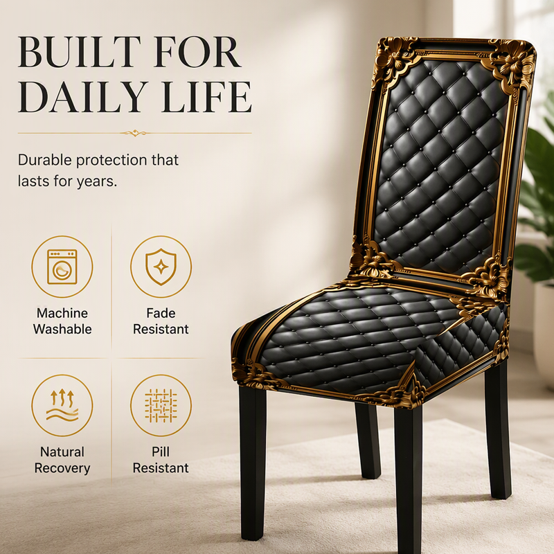 🪑Versleten stoelen een nieuwe uitstraling geven zonder nieuwe stoelen te kopen – Wasbare Rekbare Stoelhoes met Barok Motief 🪑✨