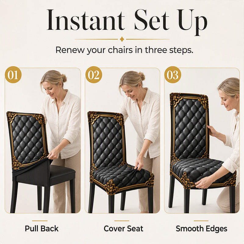 🪑Versleten stoelen een nieuwe uitstraling geven zonder nieuwe stoelen te kopen – Wasbare Rekbare Stoelhoes met Barok Motief 🪑✨