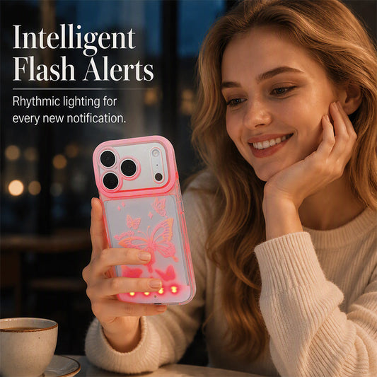 Poeak™ LED Oplichtend Vlinder Telefoonhoesje | Kleurveranderend bij Aanraking | iPhone Bescherming ✨🌈