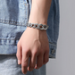 💿 FLASH SALE: 50% OFF! 🕉️ Retro Mantra Bracelet for Men – Six Engraved Syllables & Vintage Silver Finish – Double Chain, 18–22 cm for a Spiritual Style ✨