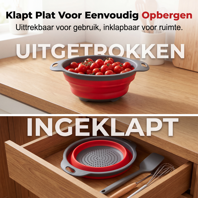 Opvouwbare keuken vergiet ruimtebesparende groente- en fruitafdruipmand