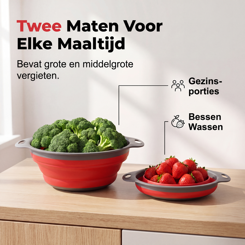 Opvouwbare keuken vergiet ruimtebesparende groente- en fruitafdruipmand
