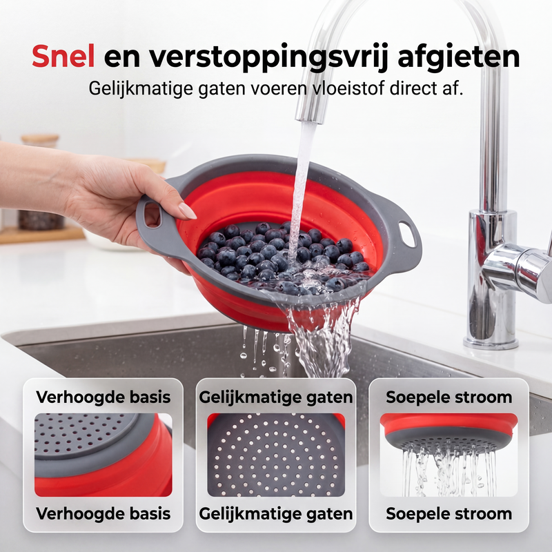 Opvouwbare keuken vergiet ruimtebesparende groente- en fruitafdruipmand