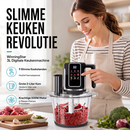 Multifunctionele foodprocessor met aanraakbediening en glazen kom
