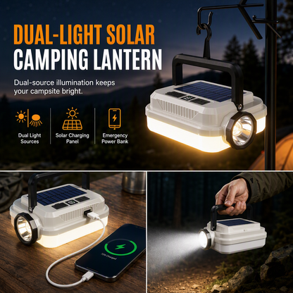 🏕️ Oplaadbare LED-kampeerlamp met zonnepaneel