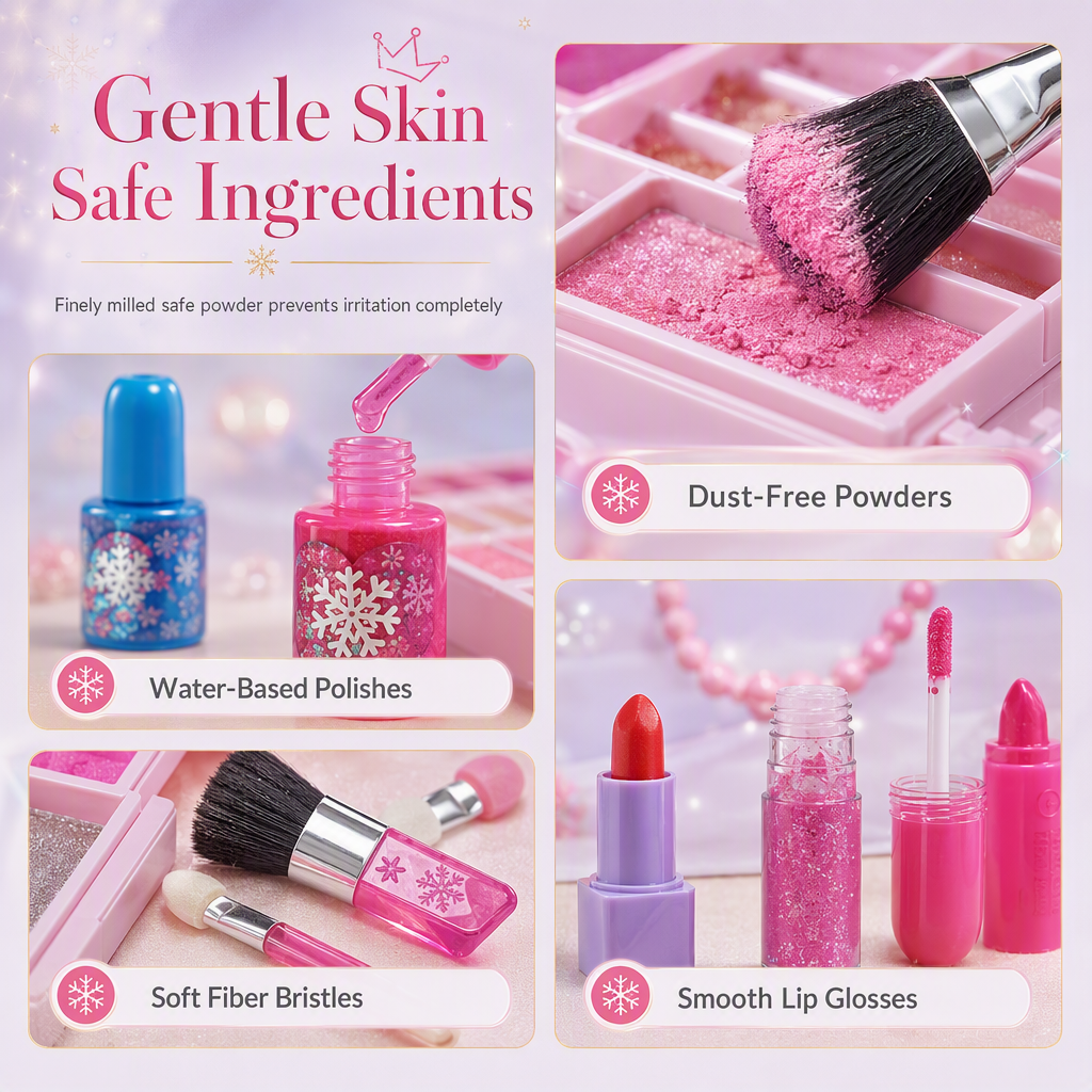 Poeak Wasbaar Prinsessen Make-up Set voor Meisjes | Huidveilig & Draagbare Koffer