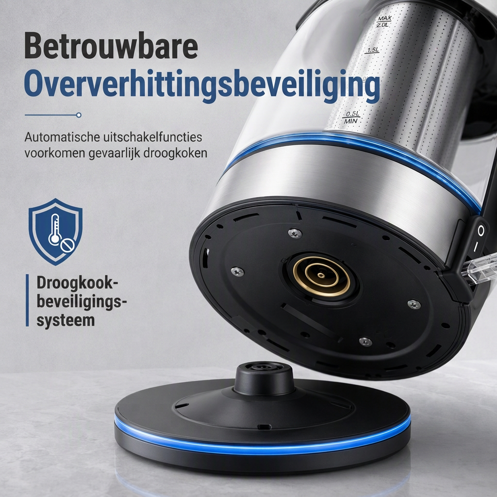Glazen Waterkoker – 2L, Automatische Uitschakeling & Oververhittingsbeveiliging