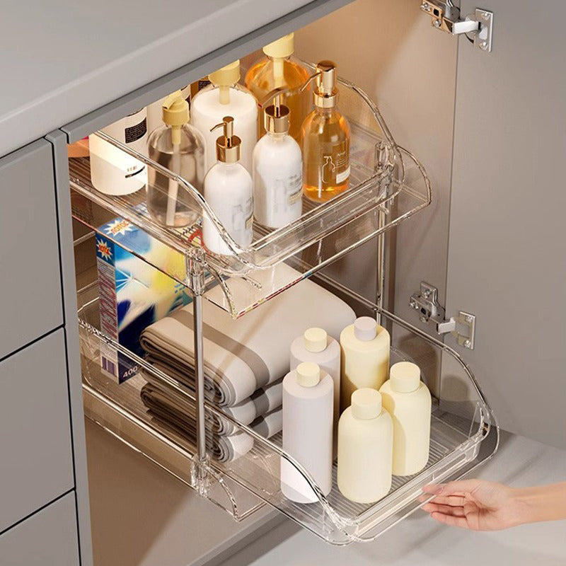 Multifunctionele uittrekbare organizer voor onder de gootsteen in de badkamer