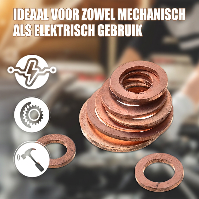 100/200 stuks Koperen platte sluitringen assortimentsset