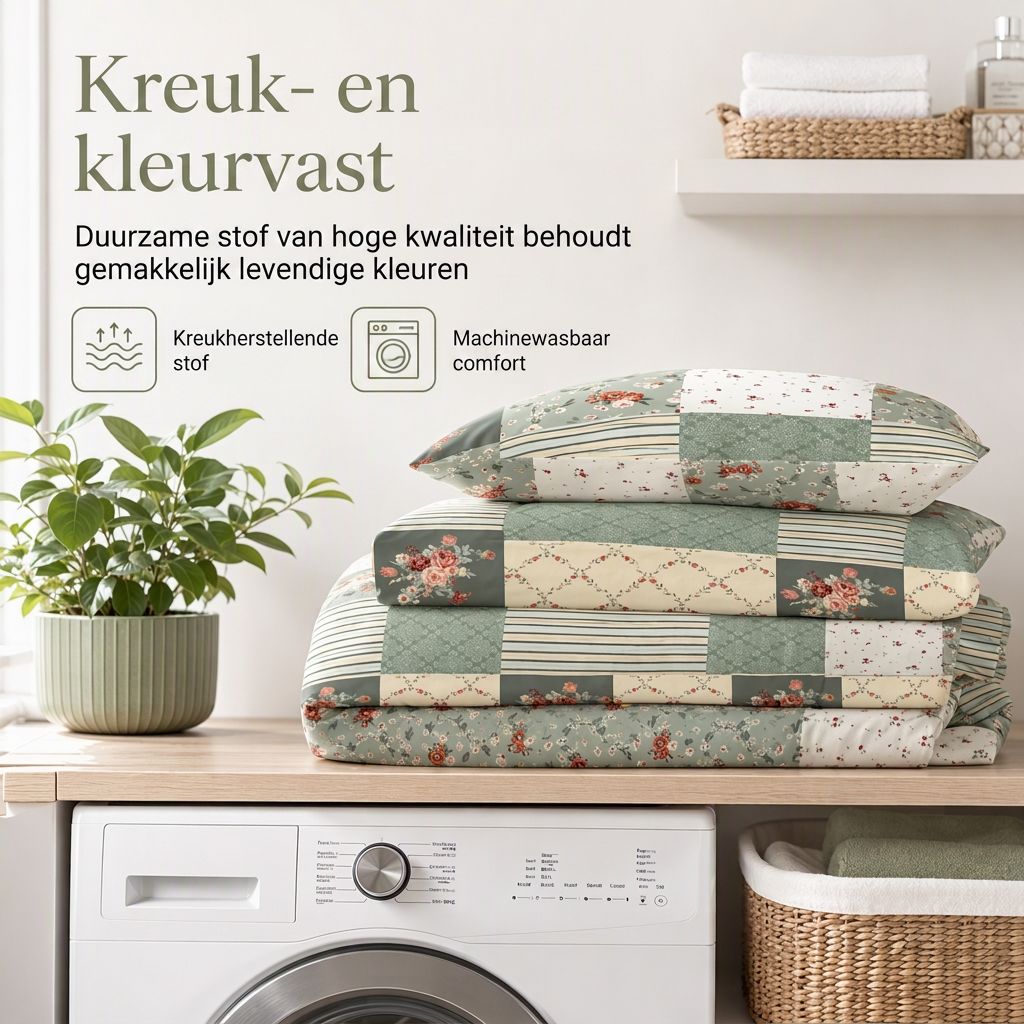 Geborsteld bloemendekbedset voor alle seizoenen, 2 of 3 delige set met dekbedovertrek en kussenslopen