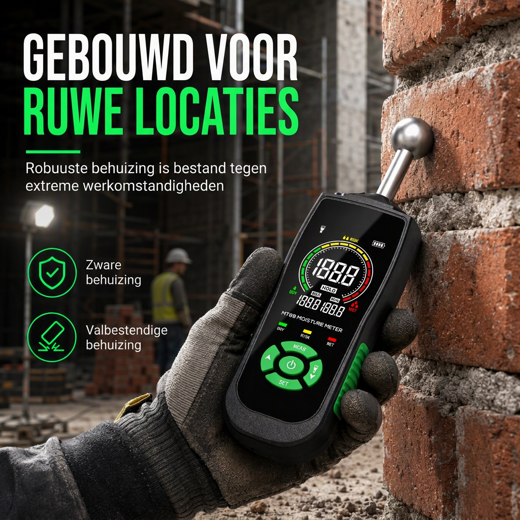 MT68 Pinloze Bolvormige Sensor Vochtmeter voor het Testen van Lekkages in Wandpleister, Stopverf, Metselwerk en Tegels