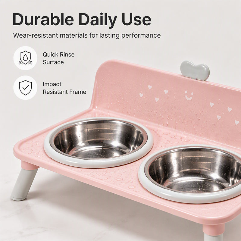 🐱🐶 Op de grond eten is slecht voor de nek van uw kat of hond – Verhoogde Dubbele Voerbak | Afneembare RVS Bakjes | 4 Kleuren | 32×19×15 cm 🐱🐶🥣