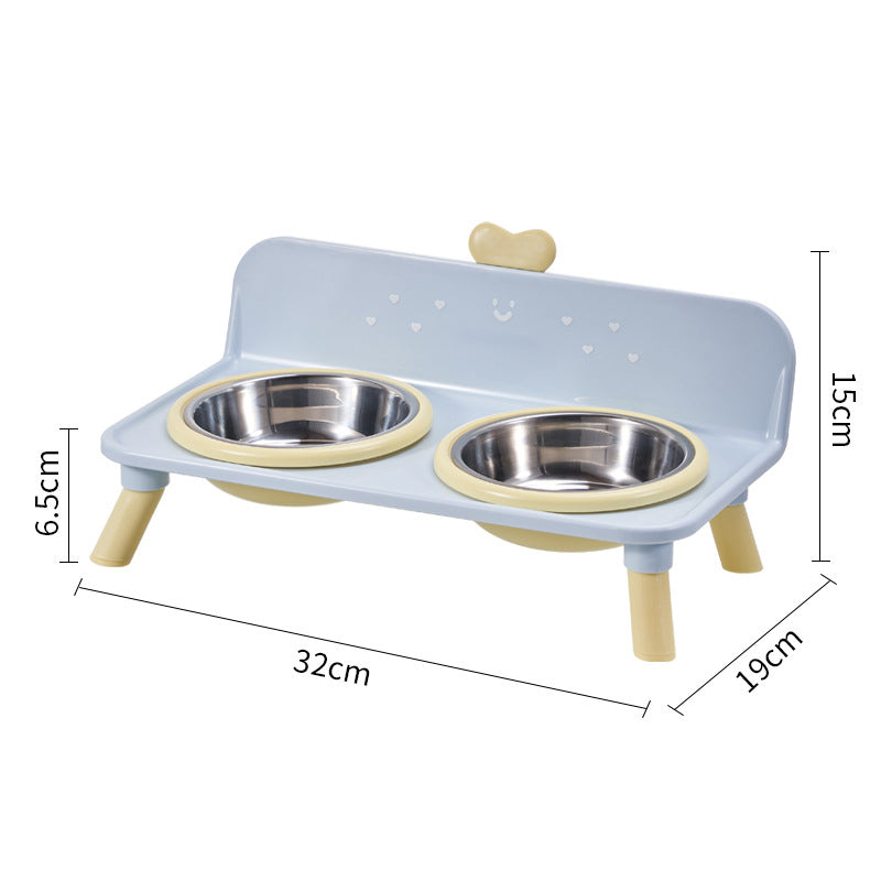 🐱🐶 Op de grond eten is slecht voor de nek van uw kat of hond – Verhoogde Dubbele Voerbak | Afneembare RVS Bakjes | 4 Kleuren | 32×19×15 cm 🐱🐶🥣