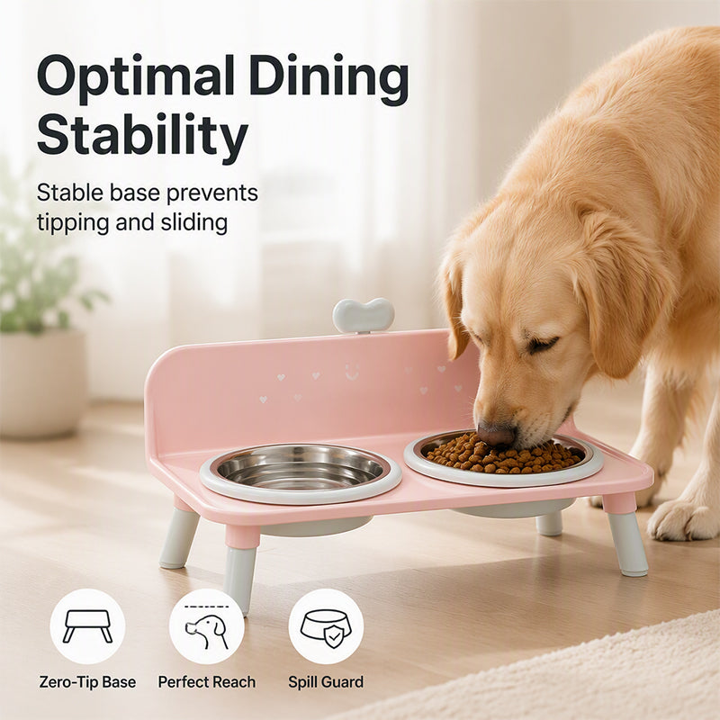 🐱🐶 Op de grond eten is slecht voor de nek van uw kat of hond – Verhoogde Dubbele Voerbak | Afneembare RVS Bakjes | 4 Kleuren | 32×19×15 cm 🐱🐶🥣