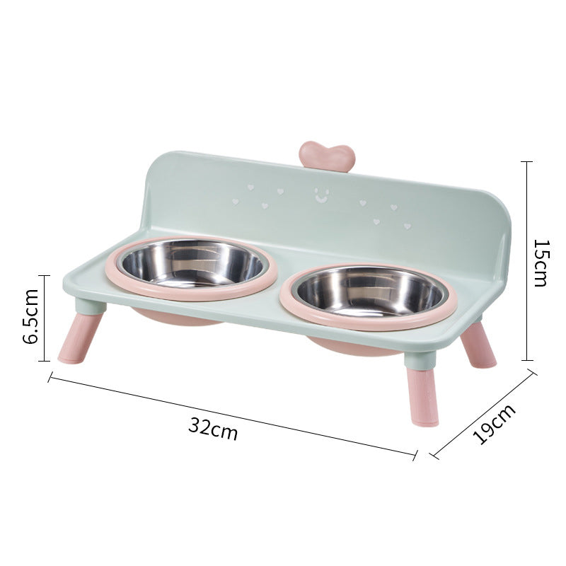 🐱🐶 Op de grond eten is slecht voor de nek van uw kat of hond – Verhoogde Dubbele Voerbak | Afneembare RVS Bakjes | 4 Kleuren | 32×19×15 cm 🐱🐶🥣