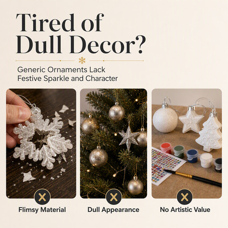 🎄 12-delige DIY diamond painting set voor kerstornamenten