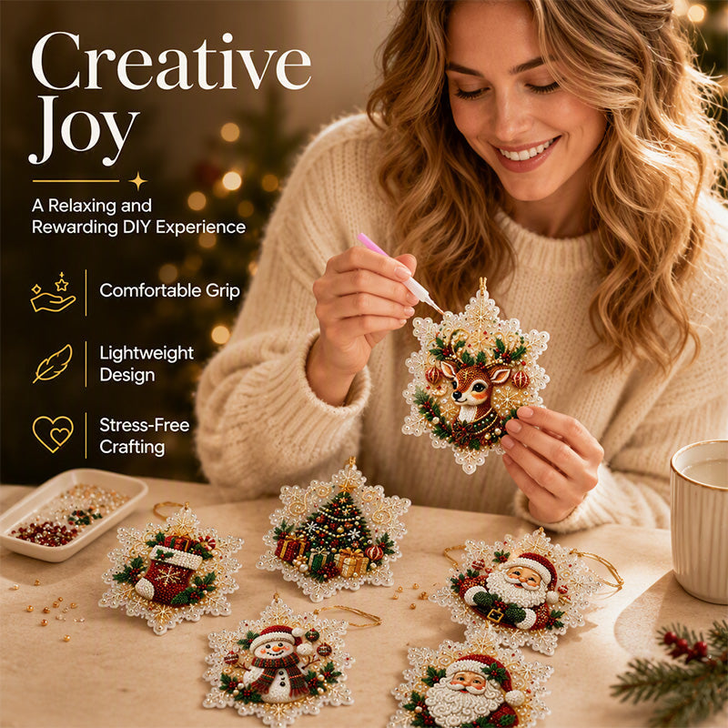 🎄 12-delige DIY diamond painting set voor kerstornamenten