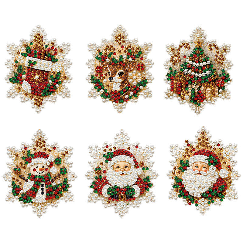 🎄 12-delige DIY diamond painting set voor kerstornamenten