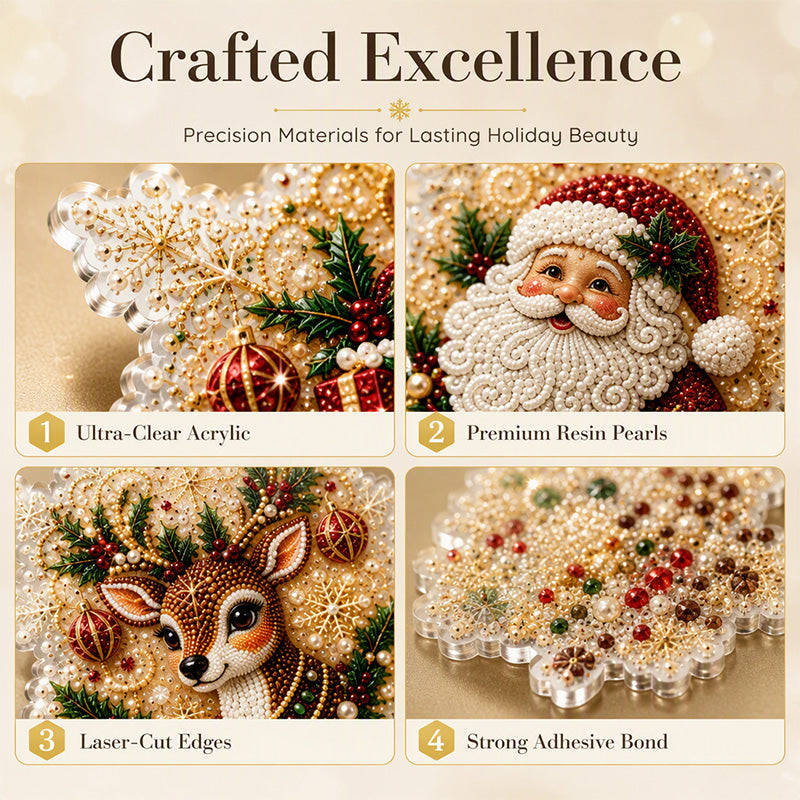 🎄 12-delige DIY diamond painting set voor kerstornamenten