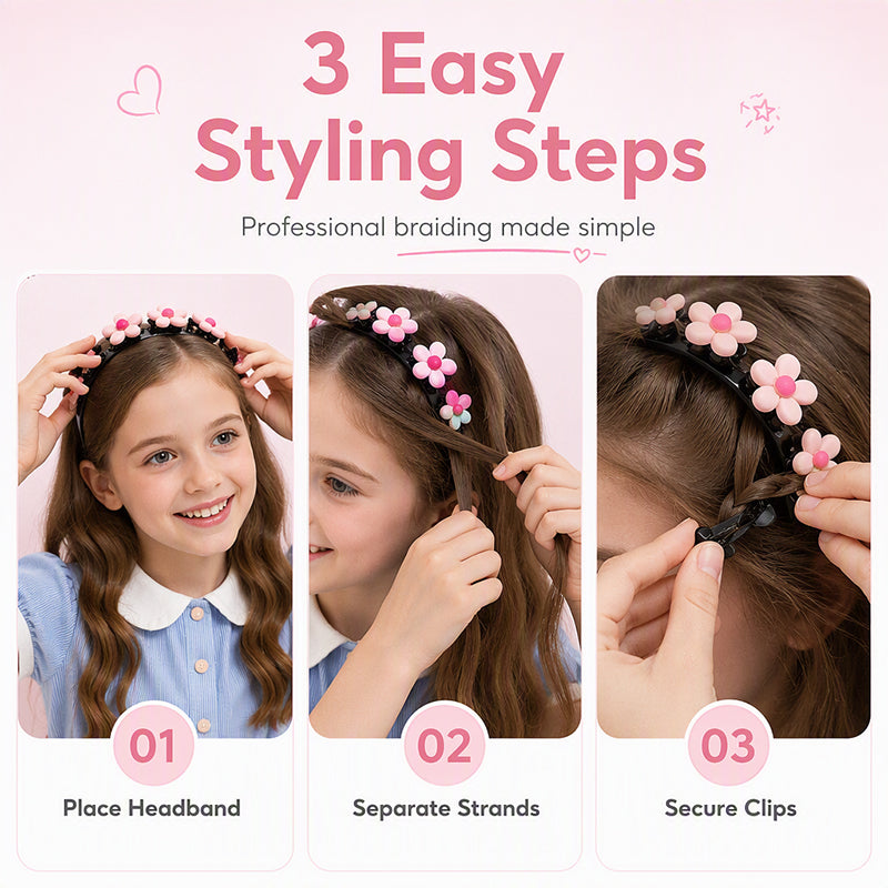 📢📢  1+1 gratis🌻Elke ochtend gevecht bij het haar doen – Cartoon Haarband met Ingebouwde Vlechtclips voor Meisjes | 13 Printjes 🌸✨
