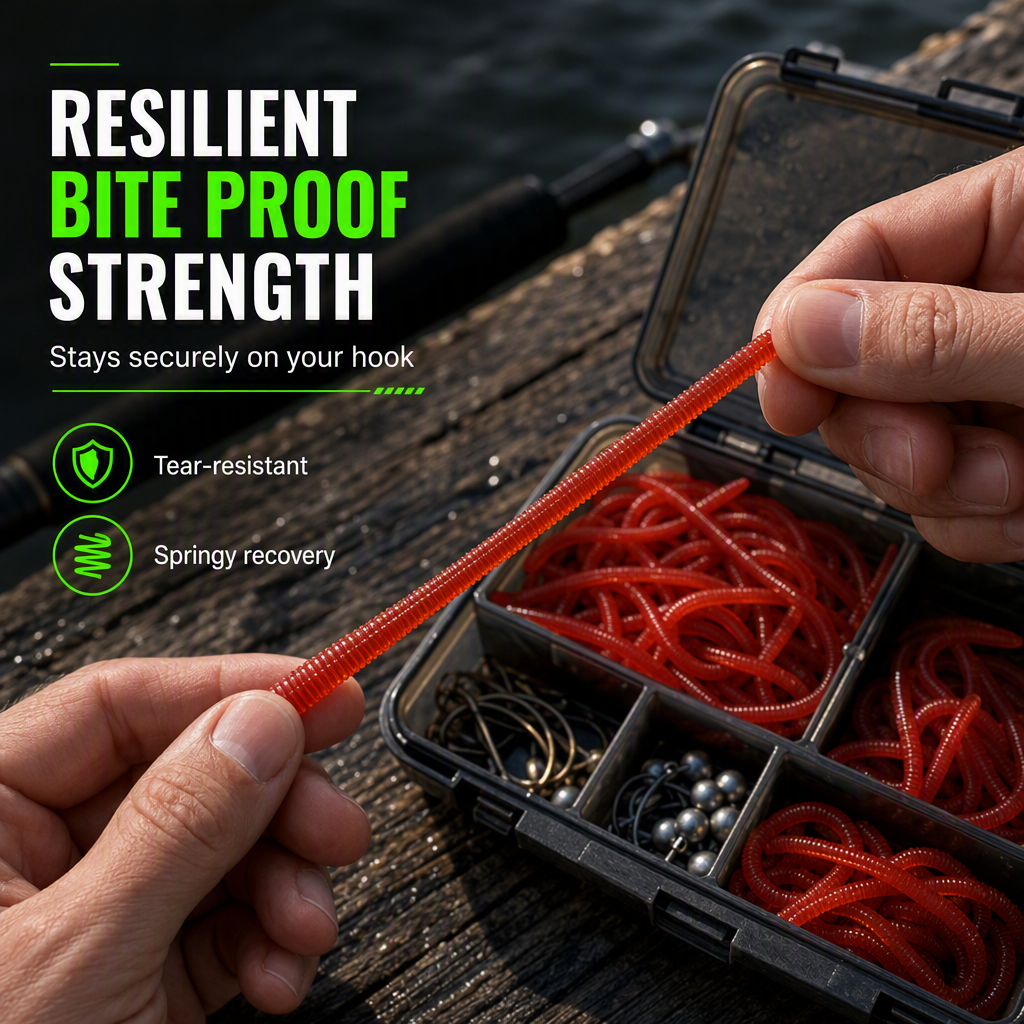 🎣 50% KORTING!  Zacht aas: regenworm – garnalenaroma, verpakking van 50/100 stuks ✨