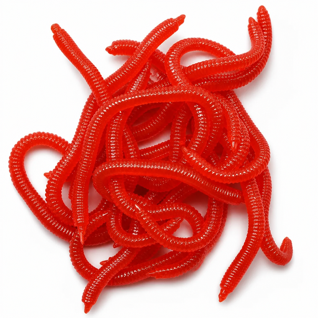 🎣 50% KORTING!  Zacht aas: regenworm – garnalenaroma, verpakking van 50/100 stuks ✨