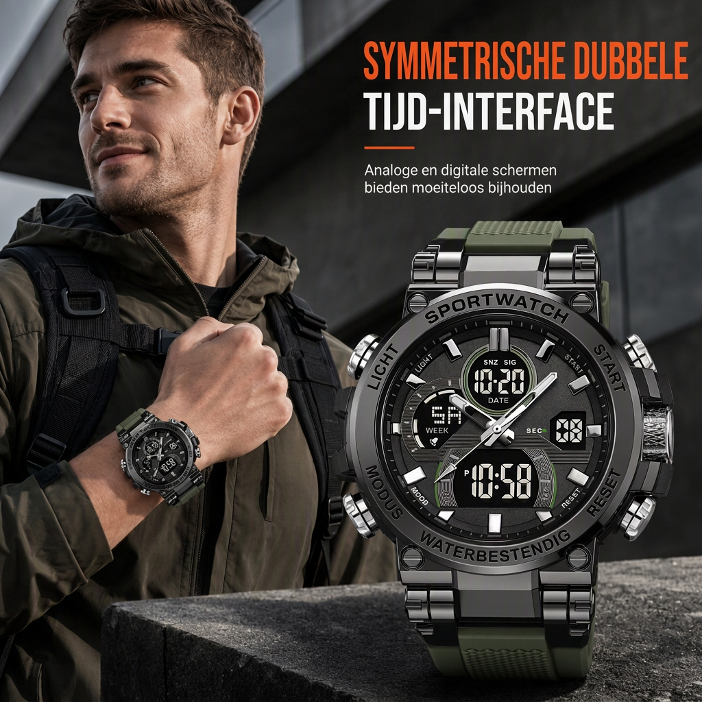 Tactical Style Multifunctioneel Digitaal Sporthorloge met 50 Meter Waterdichtheid