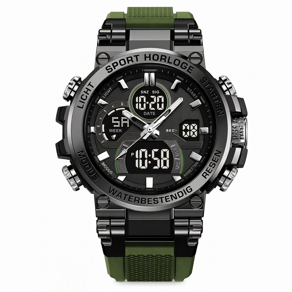 Tactical Style Multifunctioneel Digitaal Sporthorloge met 50 Meter Waterdichtheid