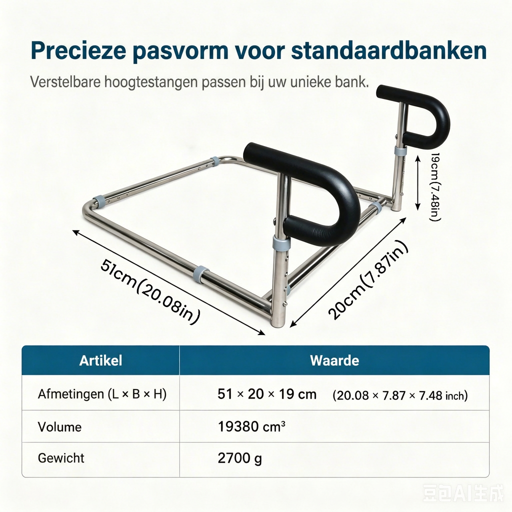 Sta-op rail voor bank voor ouderen, roestvrijstalen sta-op ondersteuningsframe, handgreep, mobiliteitshulpmiddel