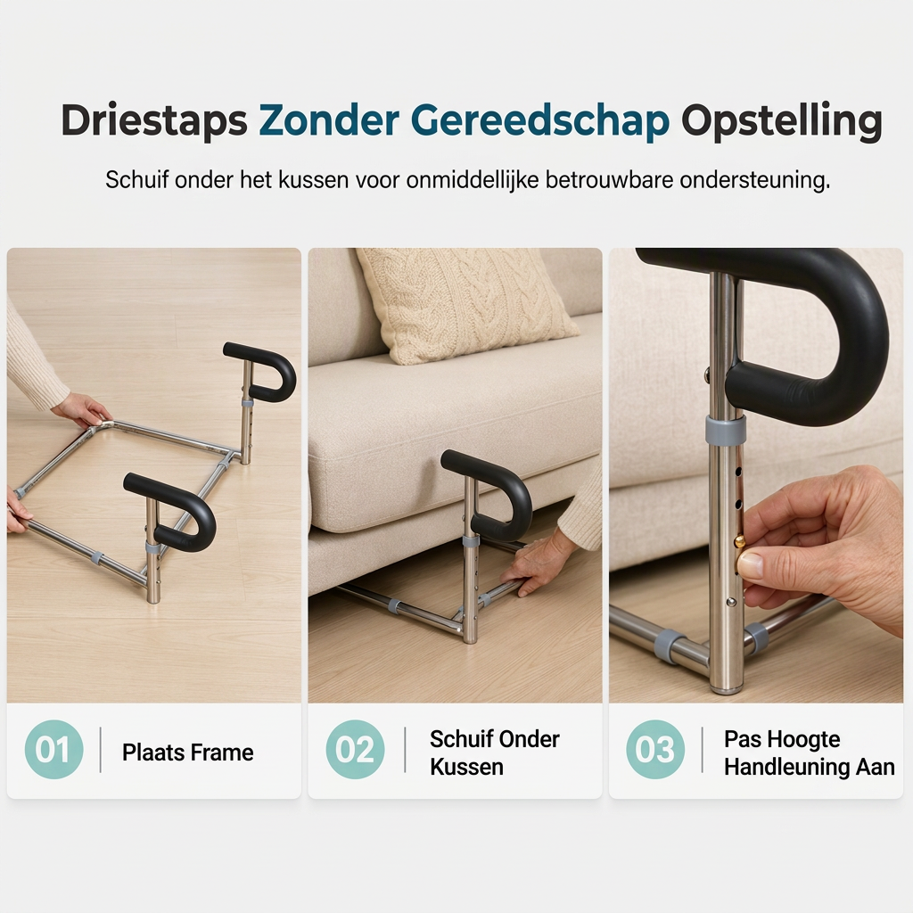 Sta-op rail voor bank voor ouderen, roestvrijstalen sta-op ondersteuningsframe, handgreep, mobiliteitshulpmiddel