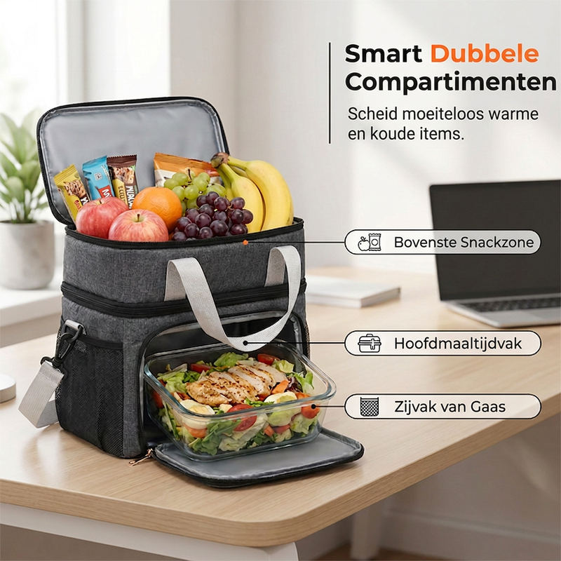 Dubbellaags geïsoleerde lunchtas
