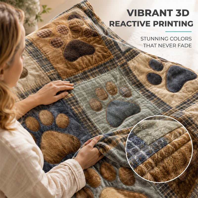📢📢Zacht en warm op de bank zonder zware sprei – Flanellen Deken met Pootafdrukprint | 7 Maten | Kaki & Blauw 🐾☀️