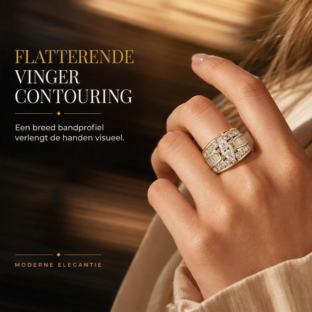 ⏳ Tijdelijke Speciale Aanbieding ⏰ Vergulde Verlovingsring met Kubische Zirkonia, Marquise-slijpsel Mode-sieraden
