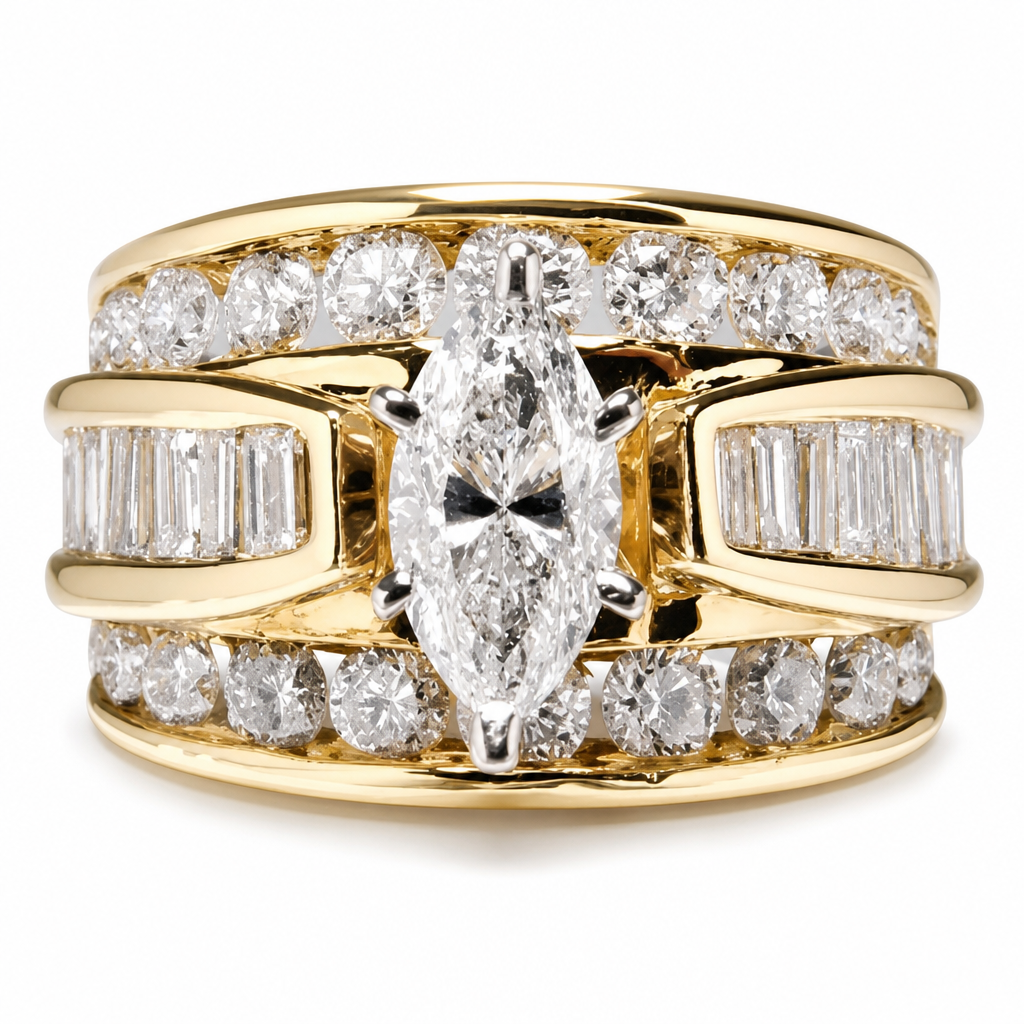 ⏳ Tijdelijke Speciale Aanbieding ⏰ Vergulde Verlovingsring met Kubische Zirkonia, Marquise-slijpsel Mode-sieraden