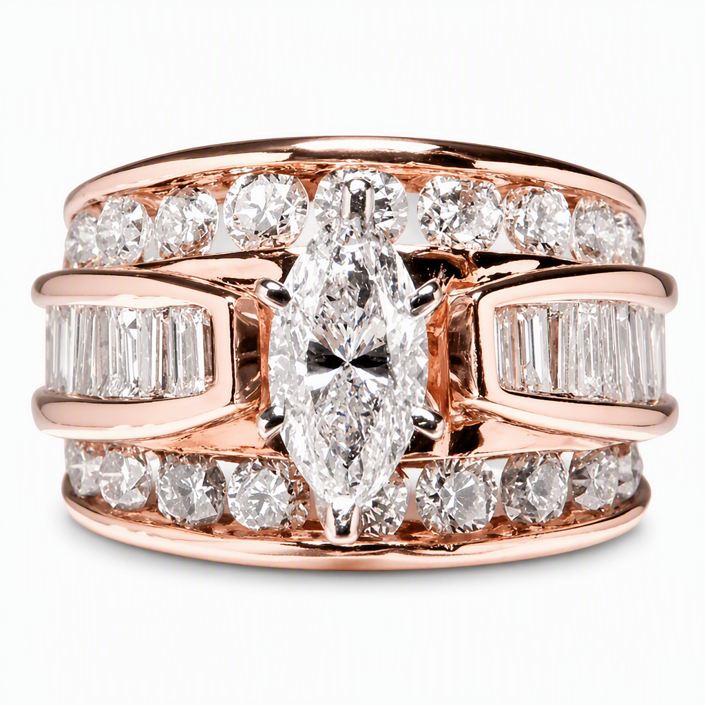 ⏳ Tijdelijke Speciale Aanbieding ⏰ Vergulde Verlovingsring met Kubische Zirkonia, Marquise-slijpsel Mode-sieraden