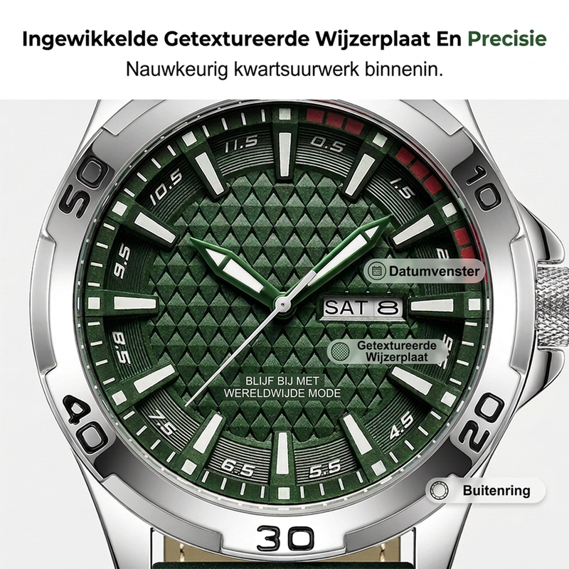 Heren lichtgevende quartz sporthorloge, waterbestendig tot 30 meter